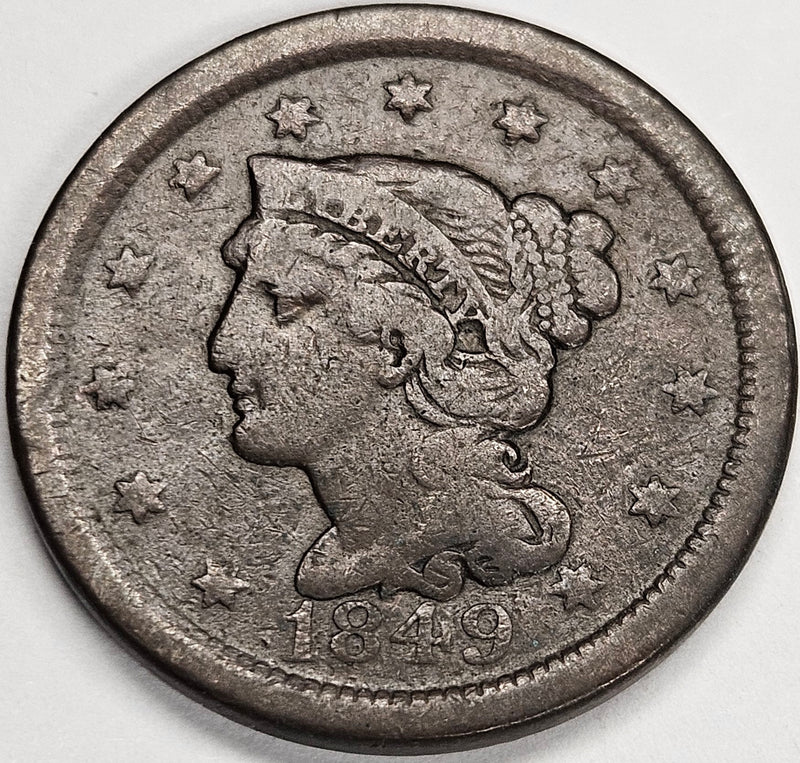 1849 Braided Hair Large Cent . . . . Fine