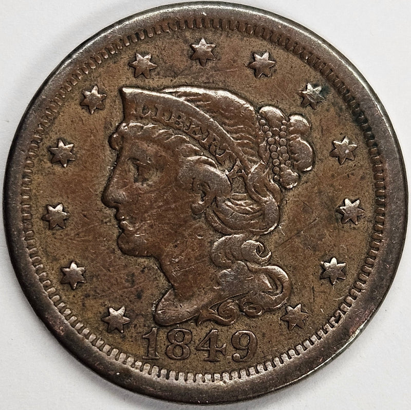 1849 Braided Hair Large Cent . . . . VF/XF