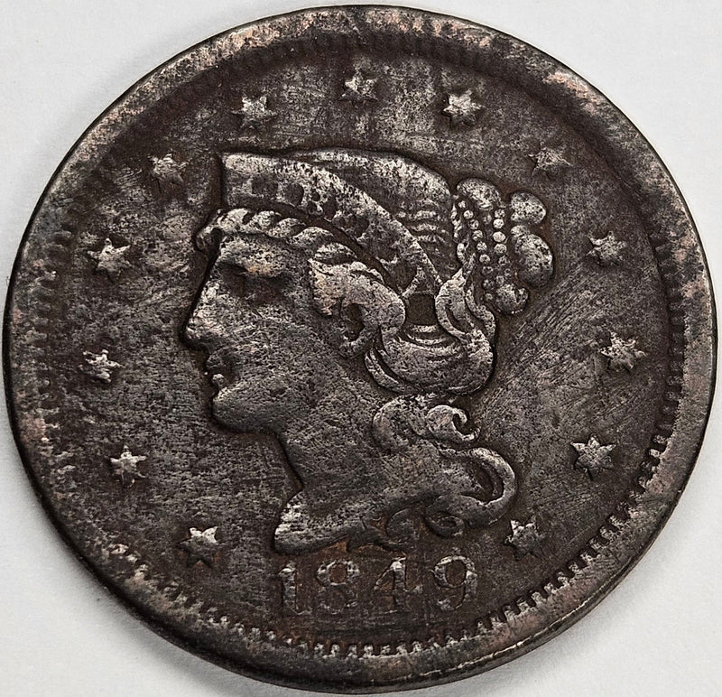 1849 Braided Hair Large Cent . . . . VF rough