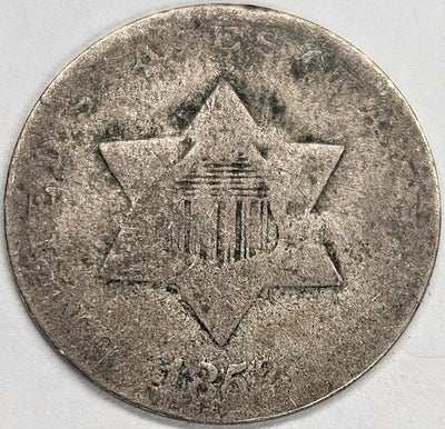 1852 Silver Three Cent Piece About Good