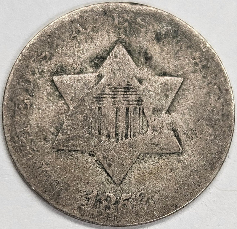 1852 Silver Three Cent Piece About Good
