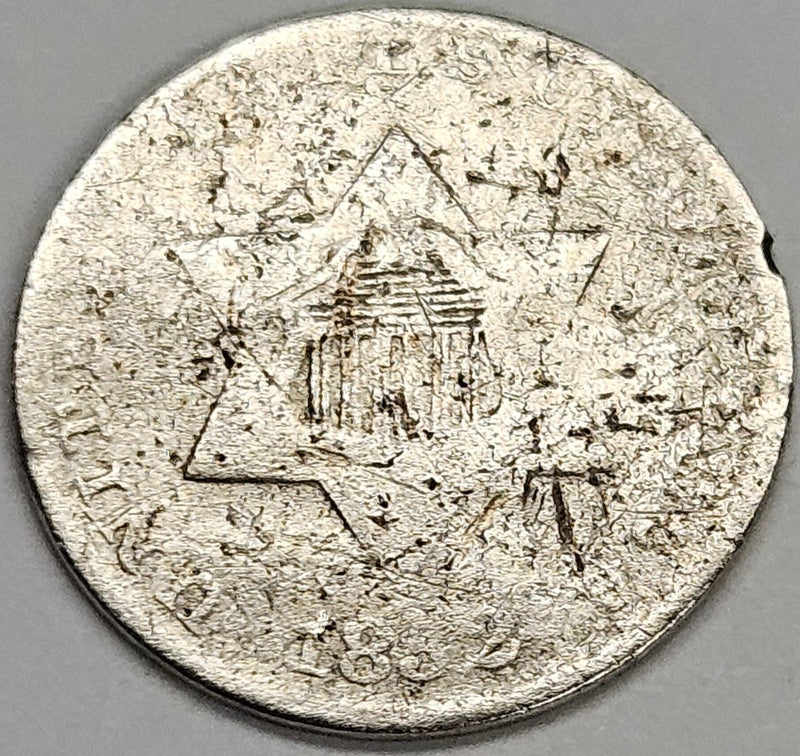 1852 Silver Three Cent Piece . . . . Fine damaged