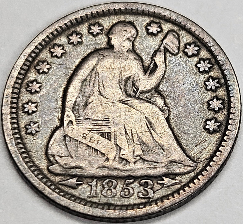 1853 Arrows Seated Liberty Half Dime . . . . Fine