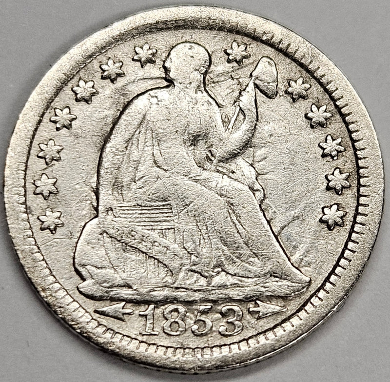 1853 Arrows Seated Liberty Half Dime . . . . Very Fine