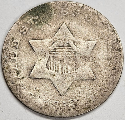 1853 Silver Three Cent Piece About Good