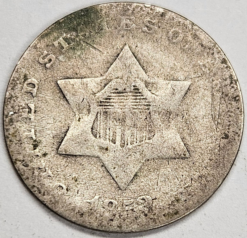 1853 Silver Three Cent Piece About Good