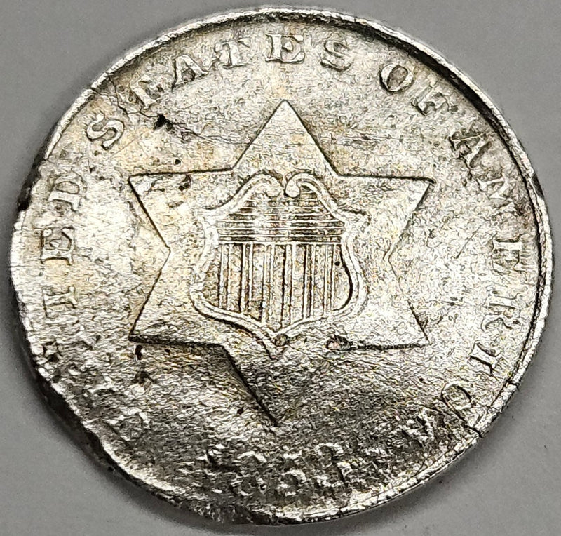 1853 Silver Three Cent Piece . . . . Fine bent