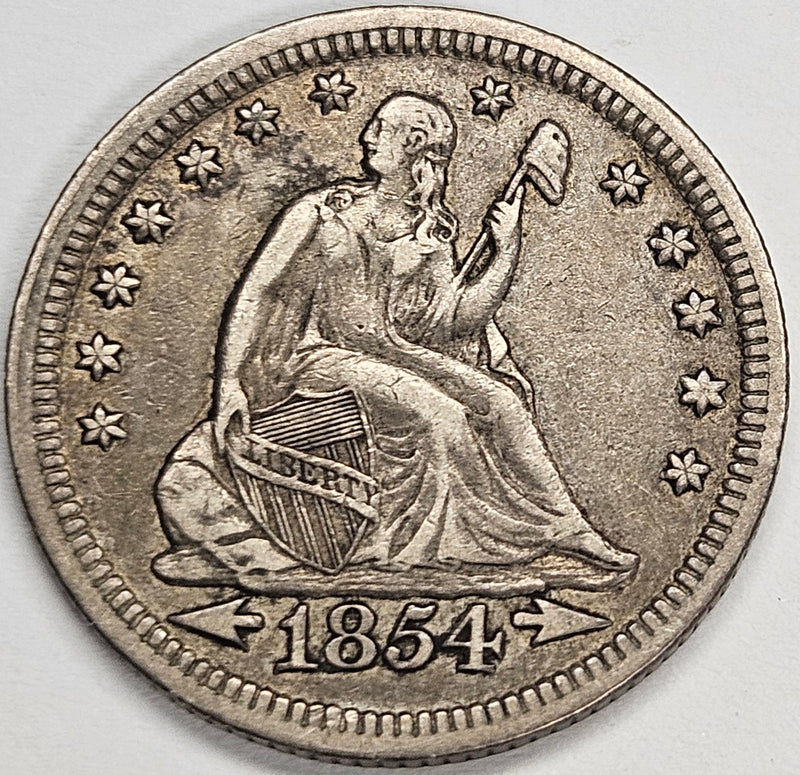 1854 Arrows Seated Liberty Quarter . . . . Extremely Fine