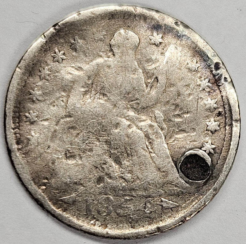 1854 Arrows Seated Liberty Half Dime Poor holed