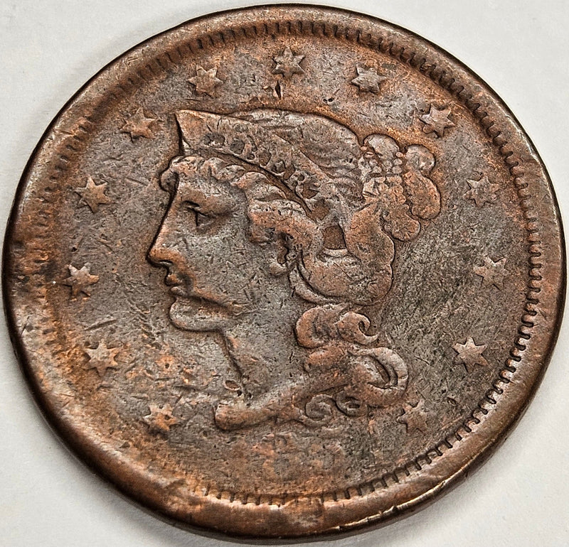 1854 Braided Hair Large Cent . . . . Fine bent