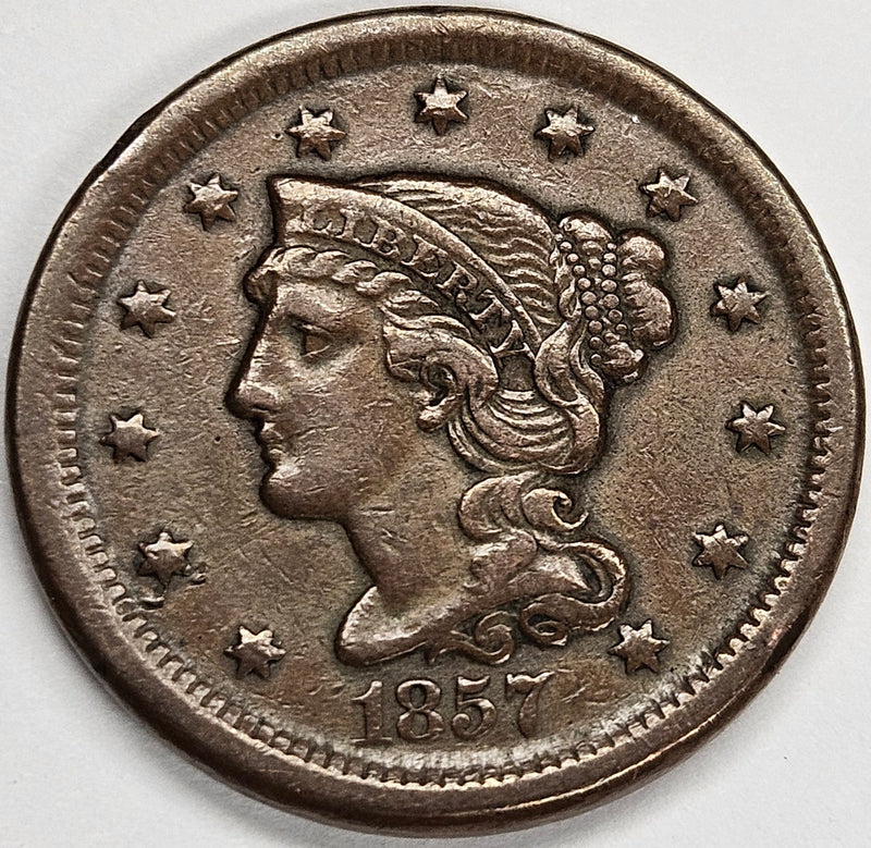 1857 Small Date Braided Hair Large Cent . . . . Choice About Uncirculated