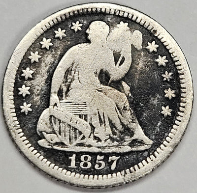 1857-O Seated Liberty Half Dime VG bent