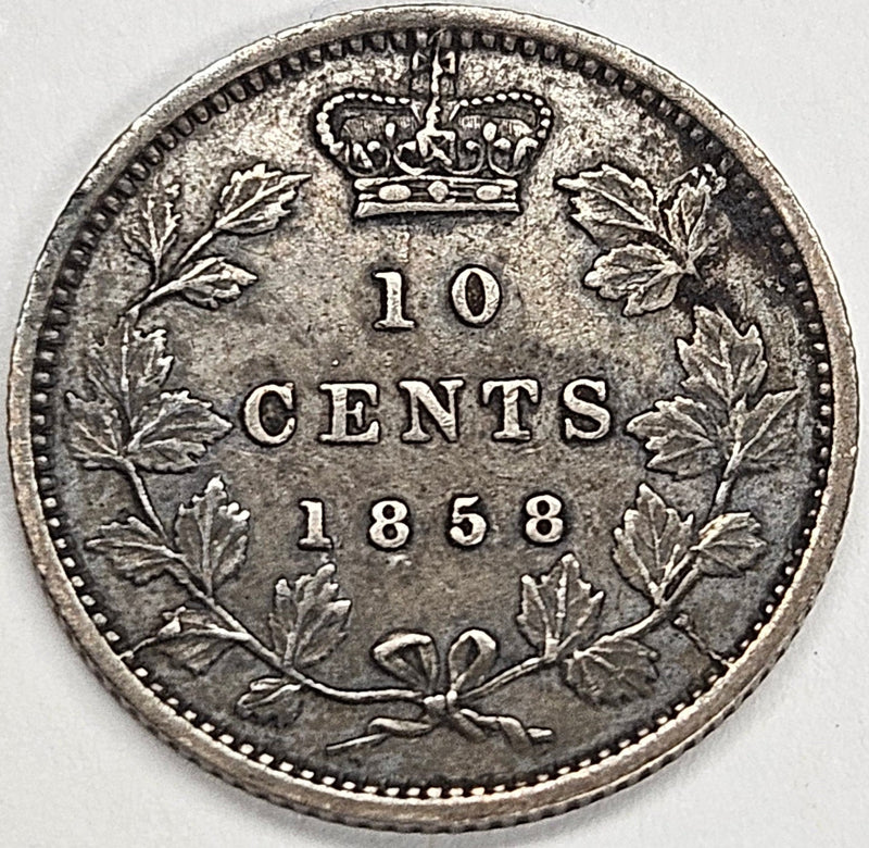 1858 Canadian 10 Cents XF/AU