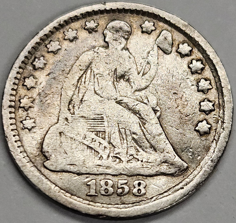 1858 Seated Liberty Half Dime . . . . Fine