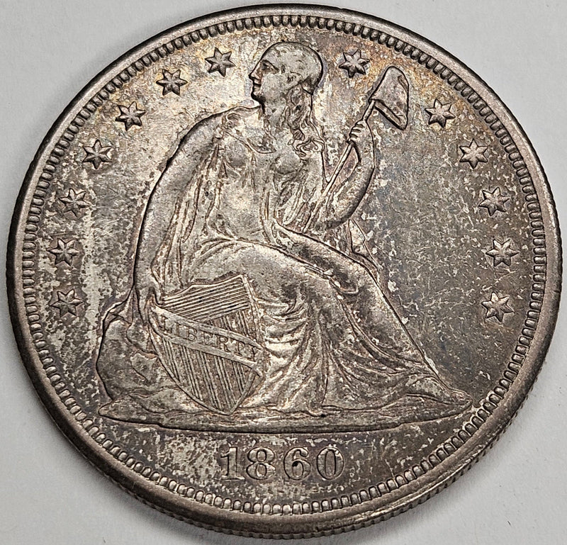 1860-O Seated Liberty Dollar Choice About Uncirculated