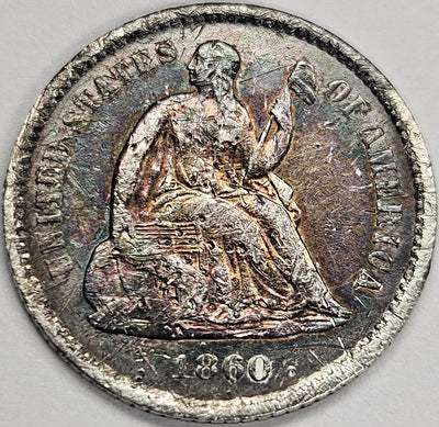 1860-O Seated Liberty Half Dime AU rough