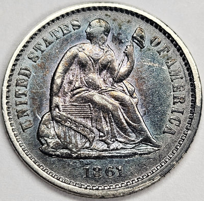 1861 Seated Liberty Half Dime Choice About Uncirculated