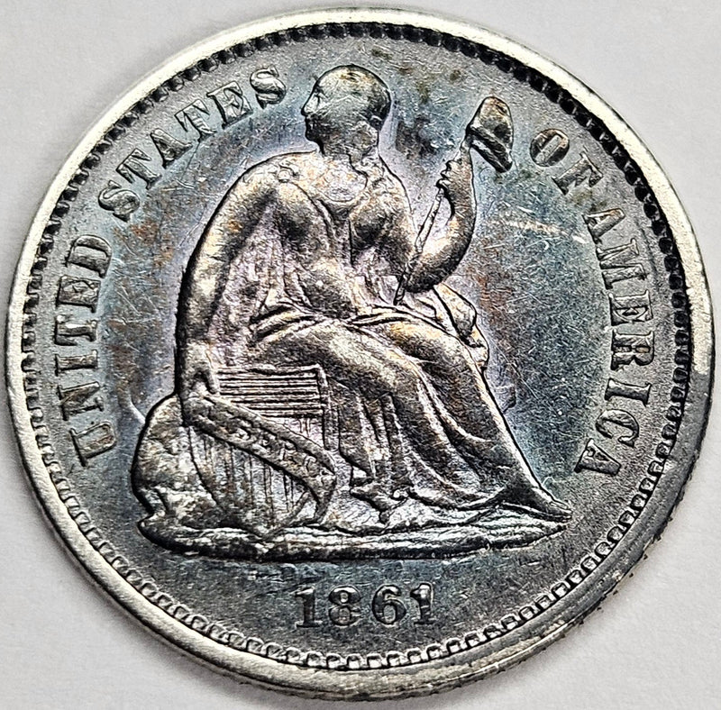 1861 Seated Liberty Half Dime Choice About Uncirculated