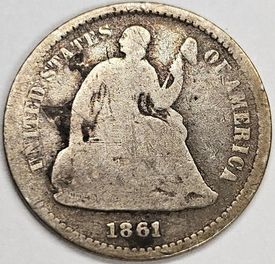 1861 Seated Liberty Half Dime Good