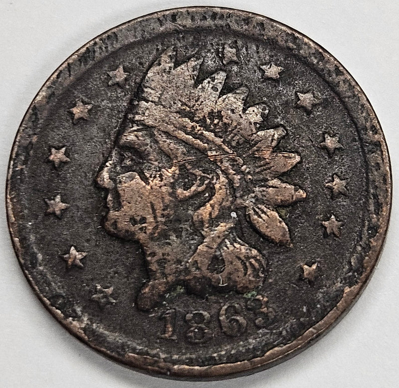 1863 One Cent Civil War Token Very Fine