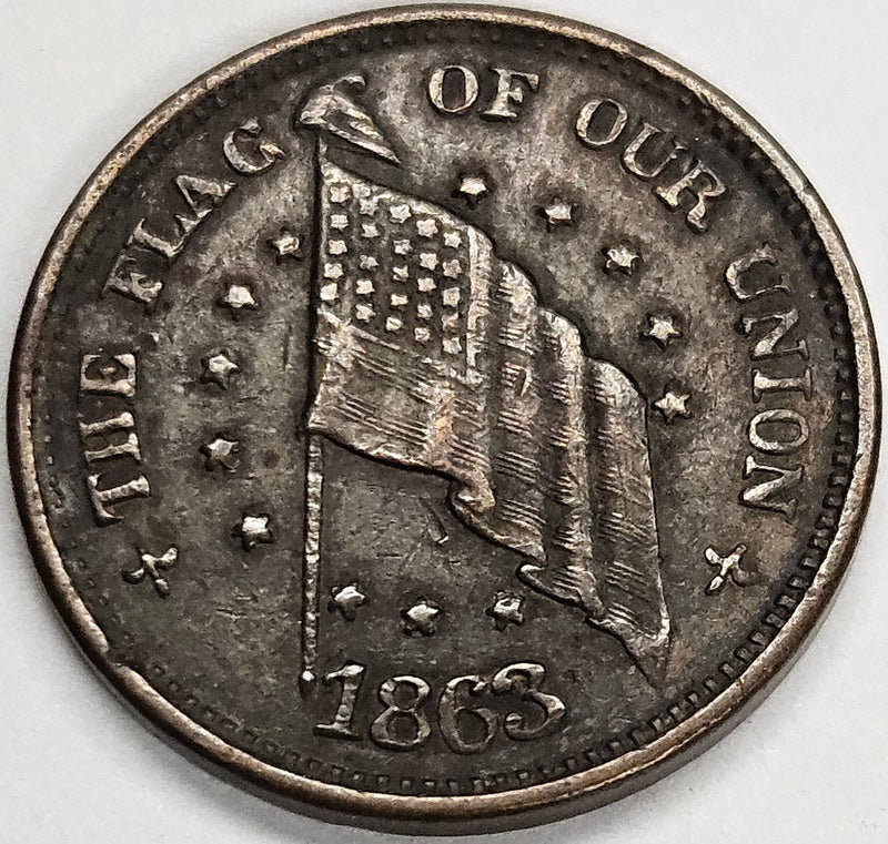 1863 Flag Army Navy Civil War Token . . . . Choice About Uncirculated