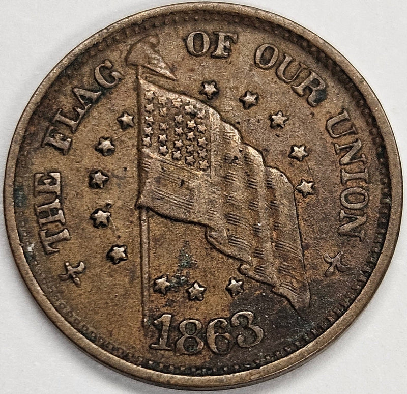 1863 Flag Army Navy Civil War Token . . . . Extremely Fine