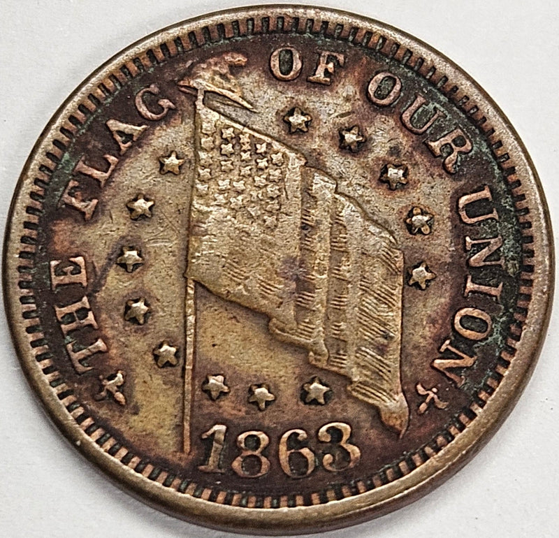 1863 Flag Shoot Him On The Spot Civil War Token . . . . Extremely Fine