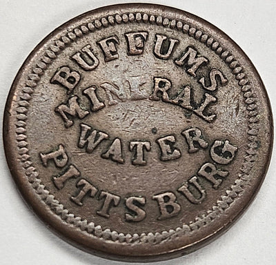 1863 Mineral Water Pittsburg Civil War Token XF/AU