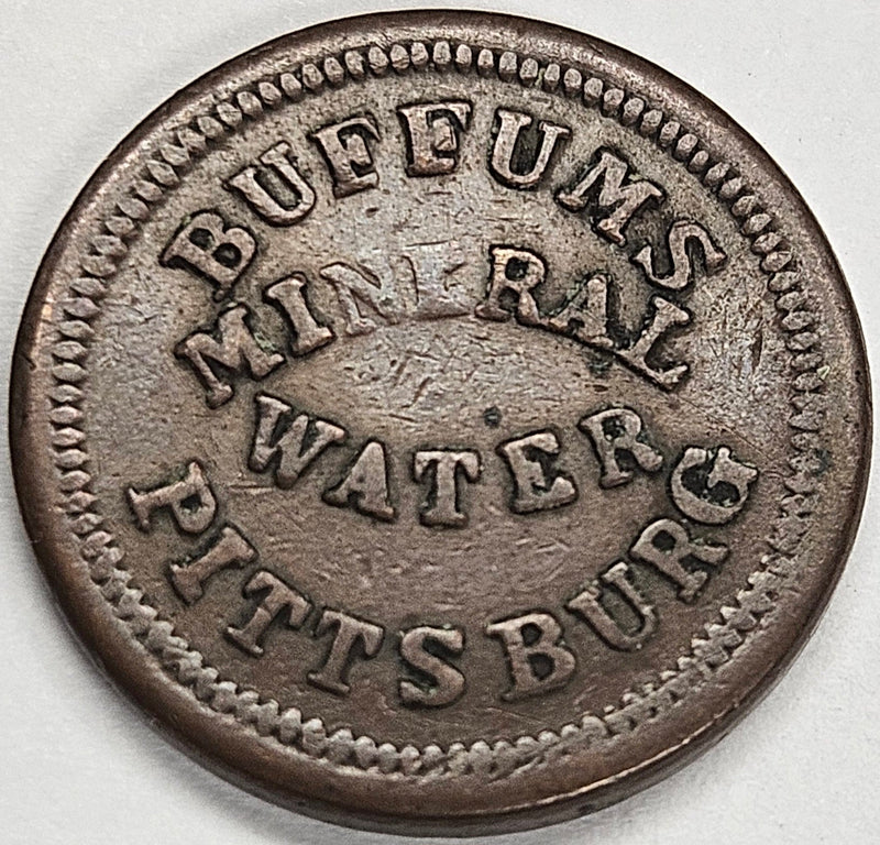 1863 Mineral Water Pittsburg Civil War Token XF/AU