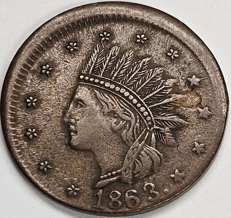 1863 Not One Cent Civil War Token . . . . Choice AU little off-center