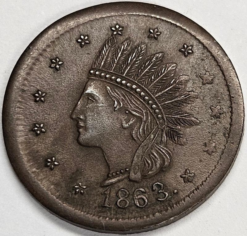 1863 Not One Cent Civil War Token Choice Uncirculated Brown