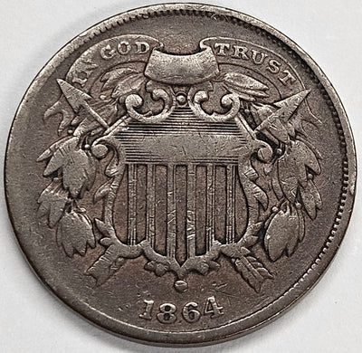1864 Small Motto Two Cent Piece Fine