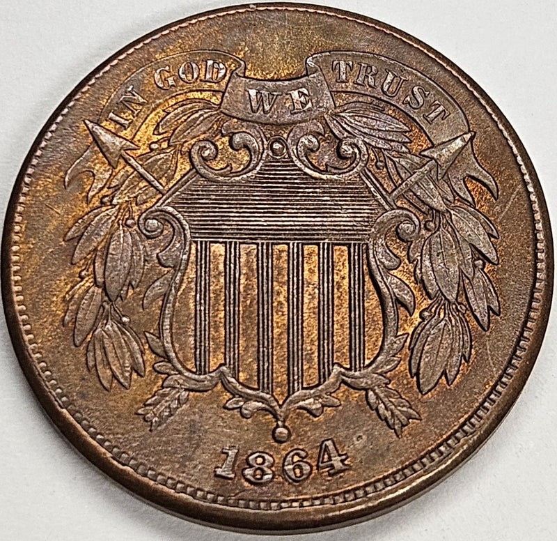 1864 Two Cent Piece . . . . Choice BU Red/Brown