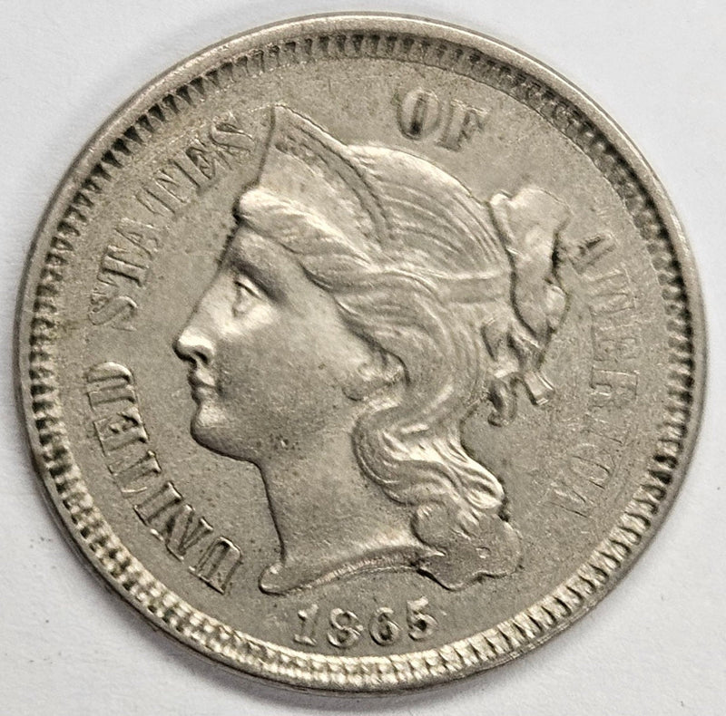 1865 Nickel Three Cent Piece Select Brilliant Uncirculated