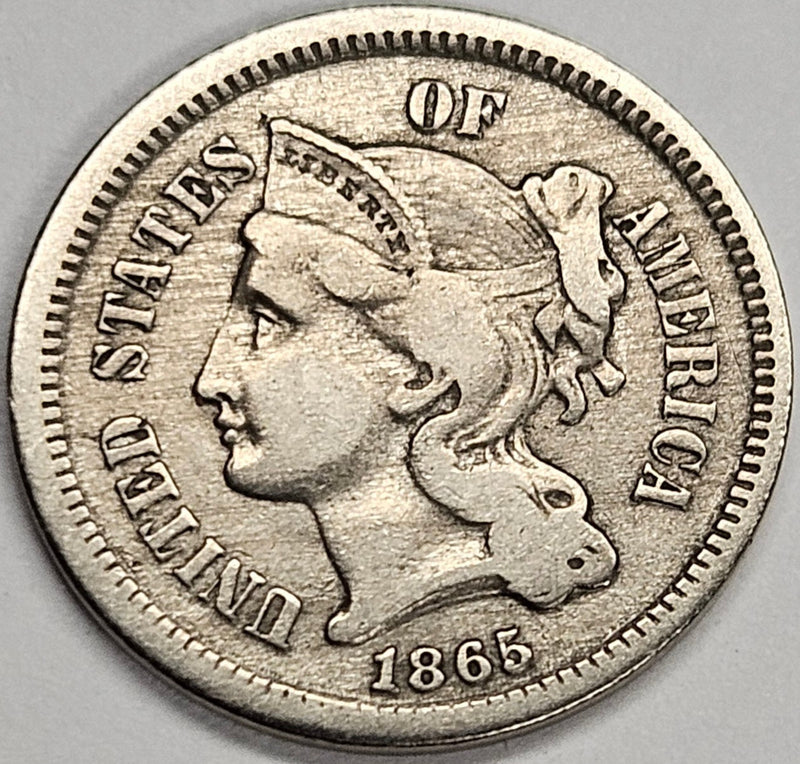1865 Nickel Three Cent Piece Very Fine