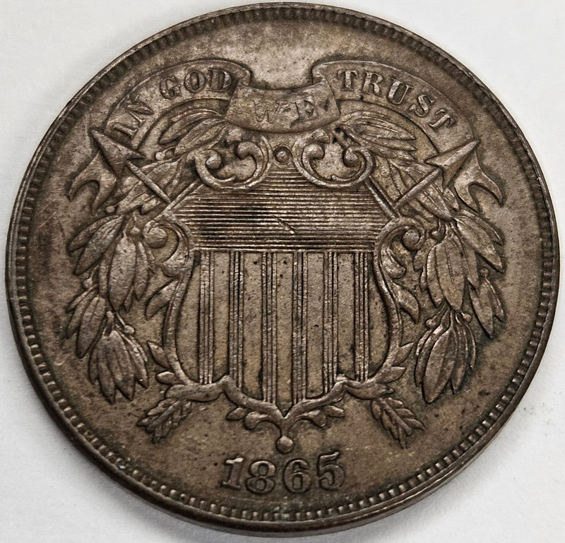 1865 Two Cent Piece . . . . Choice About Uncirculated
