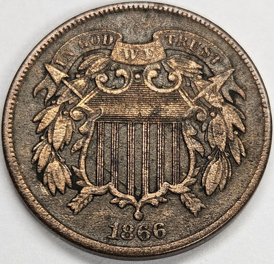 1866 Two Cent Piece Extremely Fine