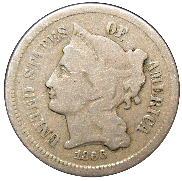 1866 Nickel Three Cent Piece . . . . Very Good