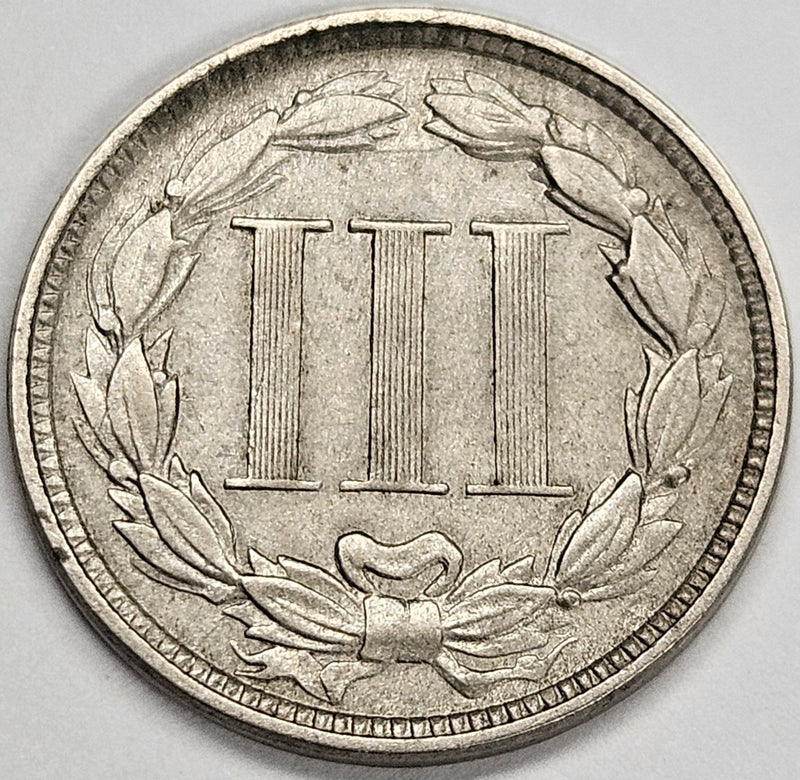 1867 Nickel Three Cent Piece . . . . Choice About Uncirculated