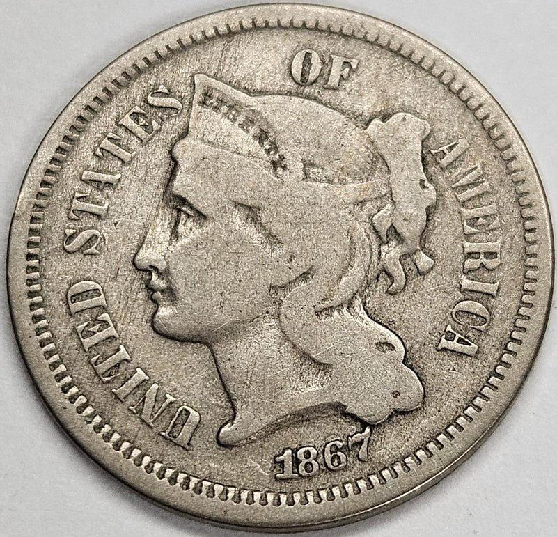 1867 Nickel Three Cent Piece . . . . Fine