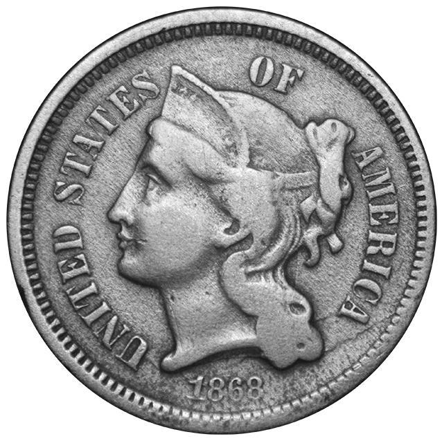 1868 Nickel Three Cent Piece . . . . Very Fine