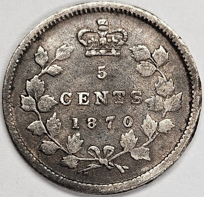 1870 Canadian 5 Cents Very Fine