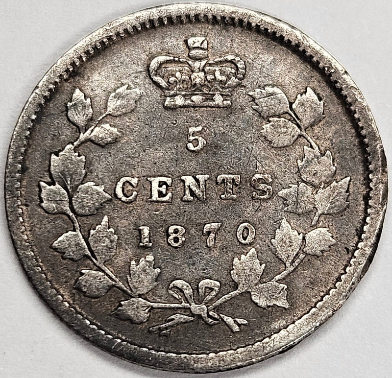 1870 Canadian 5 Cents Very Fine