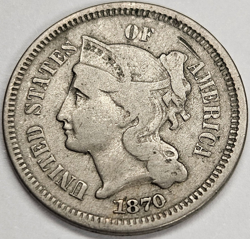 1870 Nickel Three Cent Piece . . . . Very Fine