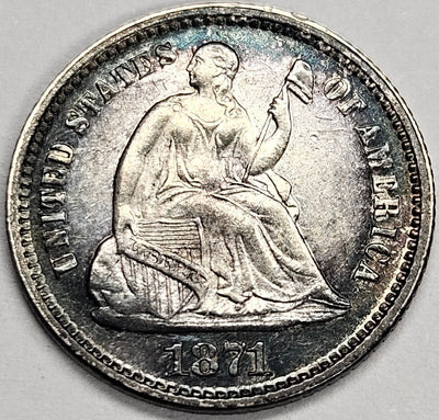 1871 Seated Liberty Half Dime Choice Brilliant Uncirculated