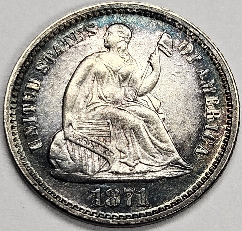 1871 Seated Liberty Half Dime Choice Brilliant Uncirculated