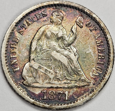 1871 Seated Liberty Half Dime Extremely Fine