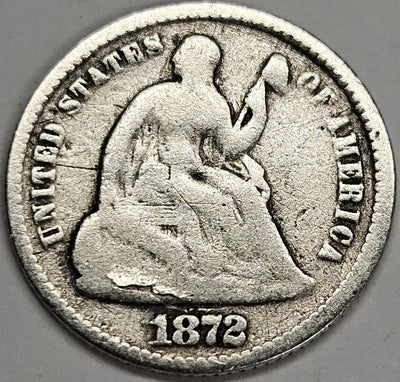 1872 Seated Liberty Half Dime Very Good