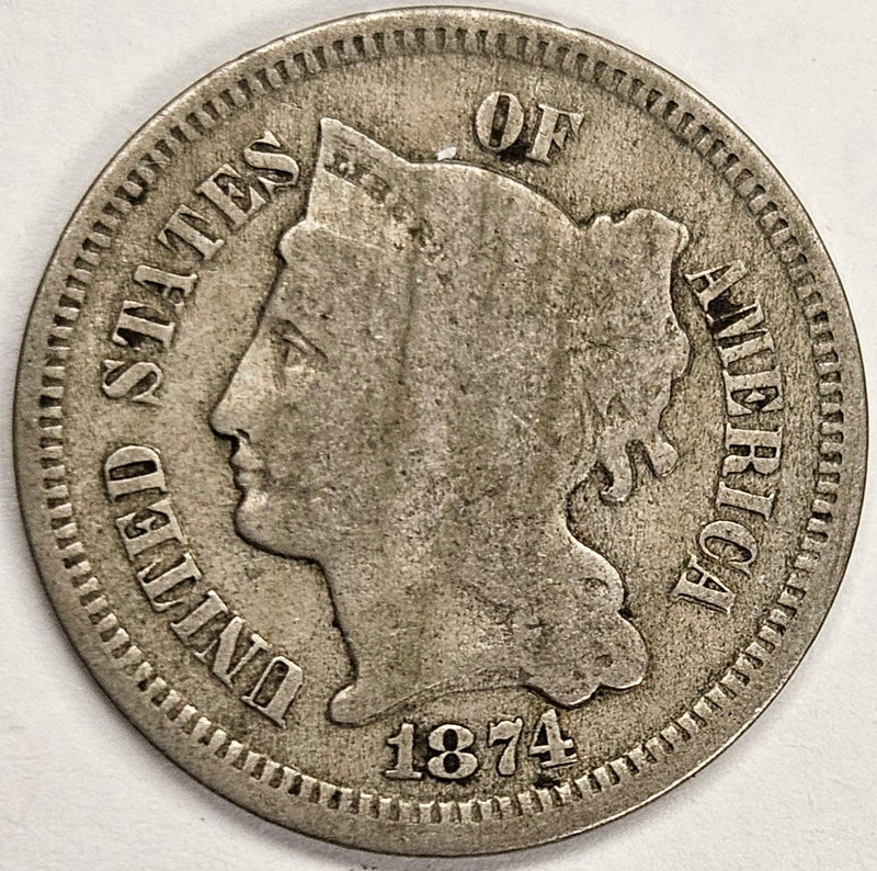 1874 Nickel Three Cent Piece Fine