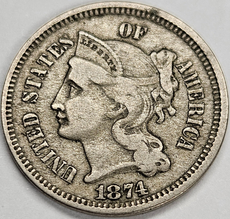 1874 Nickel Three Cent Piece . . . . Very Fine